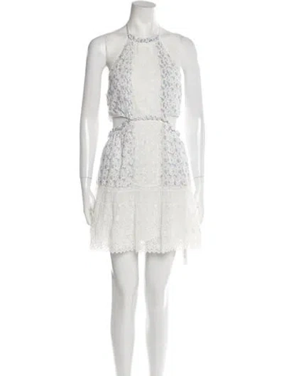 Pre-owned Loveshackfancy Lace Pattern Mini Dress W/ Tags In Blue