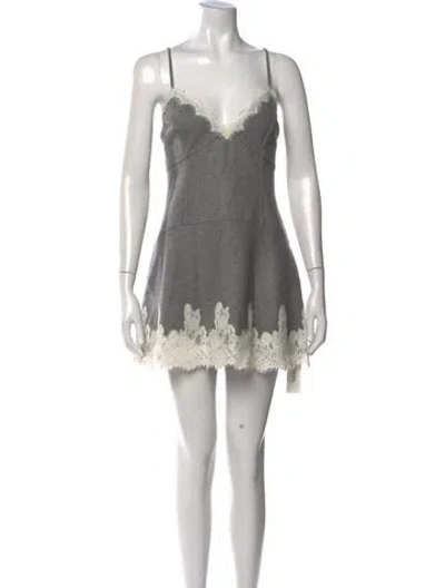 Pre-owned Loveshackfancy Lace Pattern Mini Dress W/ Tags In Neutral