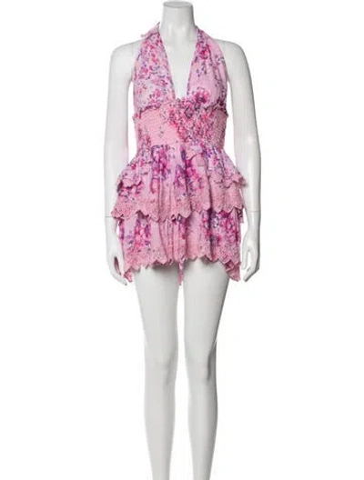 Pre-owned Loveshackfancy Lace Pattern Mini Dress W/ Tags In Pink