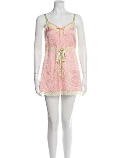 Pre-owned Loveshackfancy Lace Pattern Mini Dress W/ Tags In Pink