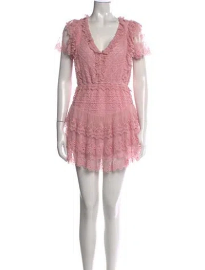 Pre-owned Loveshackfancy Lace Pattern Mini Dress W/ Tags In Pink