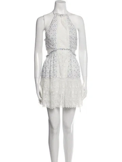 Pre-owned Loveshackfancy Lace Pattern Mini Dress W/ Tags In White