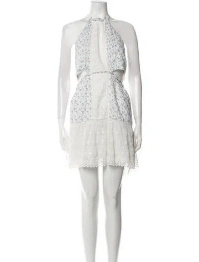 Pre-owned Loveshackfancy Lace Pattern Mini Dress W/ Tags In White