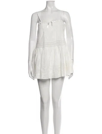 Pre-owned Loveshackfancy Lace Pattern Mini Dress W/ Tags In White