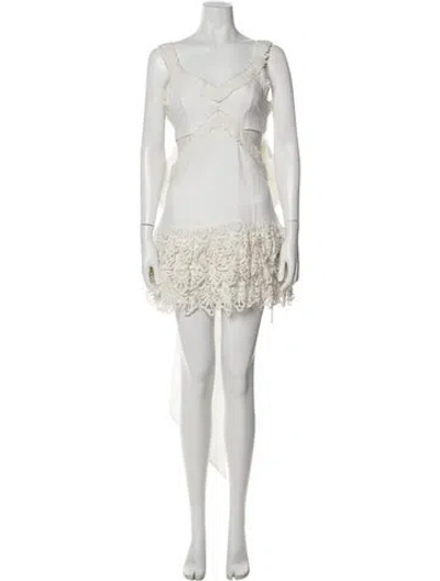Pre-owned Loveshackfancy Lace Pattern Mini Dress W/ Tags In White