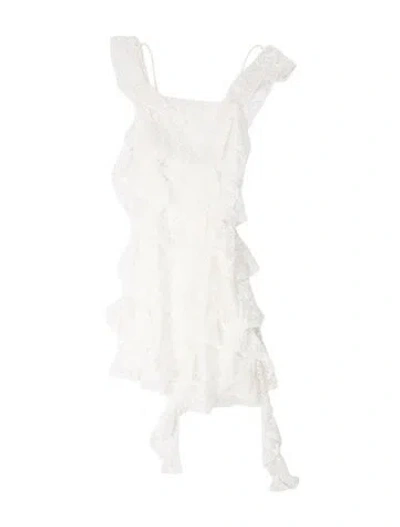 Pre-owned Loveshackfancy Lace Pattern Mini Dress W/ Tags In White