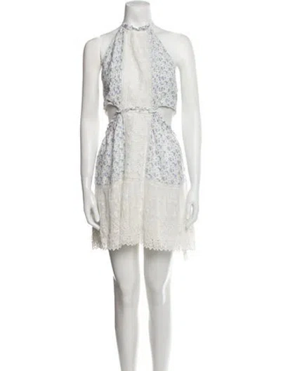 Pre-owned Loveshackfancy Lace Pattern Mini Dress W/ Tags In White