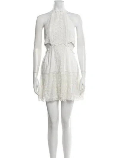 Pre-owned Loveshackfancy Lace Pattern Mini Dress W/ Tags In White