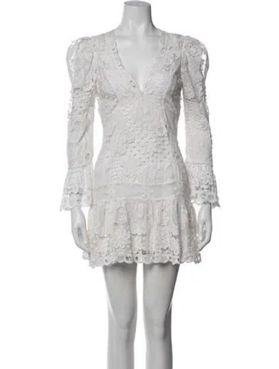 Pre-owned Loveshackfancy Lace Pattern Mini Dress W/ Tags In White