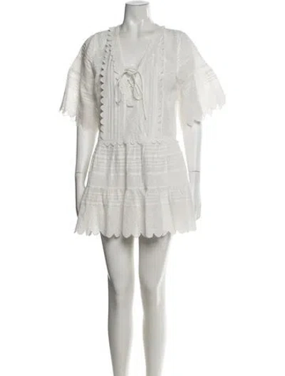 Pre-owned Loveshackfancy Lace Pattern Mini Dress W/ Tags In White