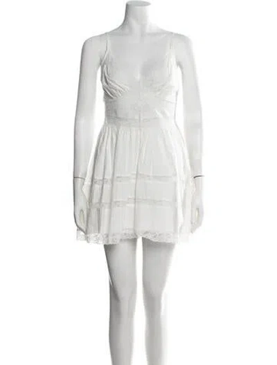 Pre-owned Loveshackfancy Lace Pattern Mini Dress W/ Tags In White