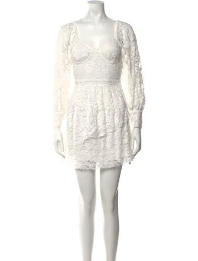 Pre-owned Loveshackfancy Lace Pattern Mini Dress W/ Tags In White