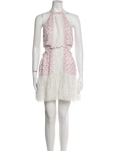 Pre-owned Loveshackfancy Lace Pattern Mini Dress In White