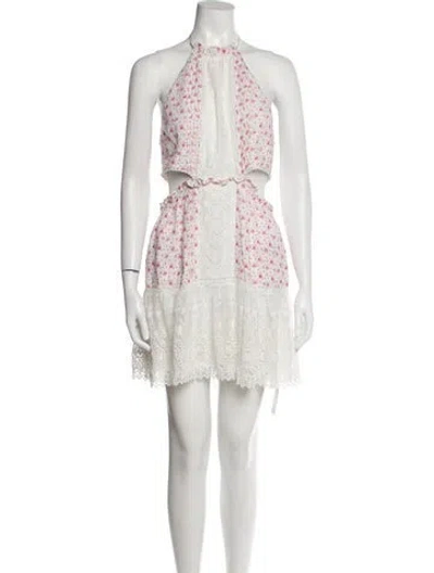 Pre-owned Loveshackfancy Lace Pattern Mini Dress In White