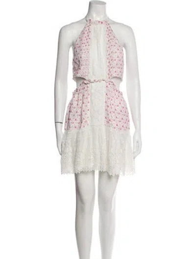 Pre-owned Loveshackfancy Lace Pattern Mini Dress In White