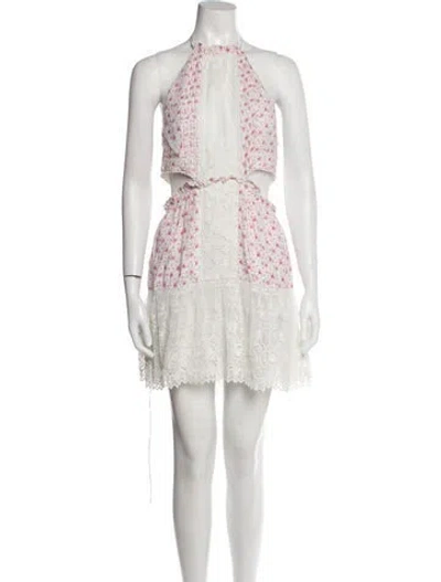 Pre-owned Loveshackfancy Lace Pattern Mini Dress In White