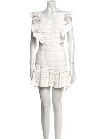 Pre-owned Loveshackfancy Lace Pattern Mini Dress In White