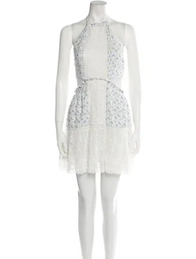 Pre-owned Loveshackfancy Lace Pattern Mini Dress In White