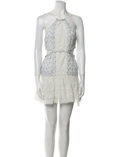 Pre-owned Loveshackfancy Lace Pattern Mini Dress In White