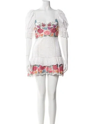 Pre-owned Loveshackfancy Lace Pattern Mini Dress In White