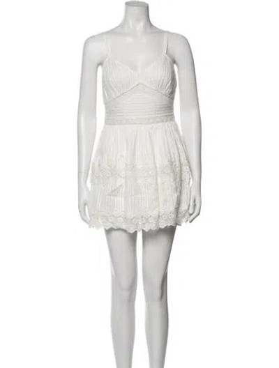 Pre-owned Loveshackfancy Lace Pattern Mini Dress In White