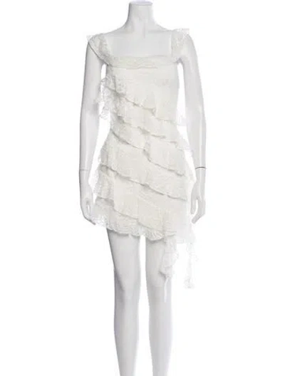 Pre-owned Loveshackfancy Lace Pattern Mini Dress In White