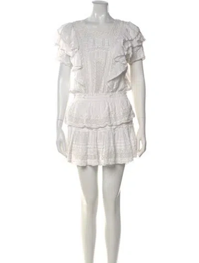 Pre-owned Loveshackfancy Lace Pattern Mini Dress In White