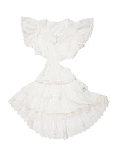 Pre-owned Loveshackfancy Lace Pattern Mini Dress In White