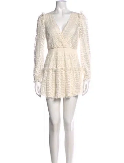 Pre-owned Loveshackfancy Lace Pattern Mini Dress In White