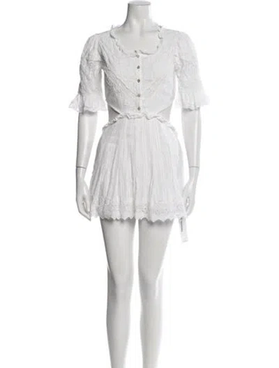 Pre-owned Loveshackfancy Lace Pattern Mini Dress In White