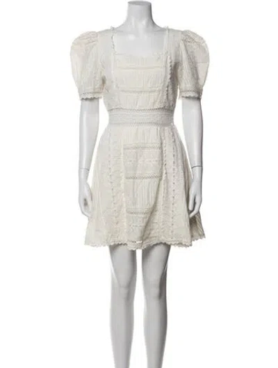 Pre-owned Loveshackfancy Lace Pattern Mini Dress In White