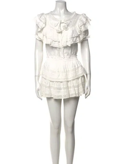 Pre-owned Loveshackfancy Lace Pattern Mini Dress In White