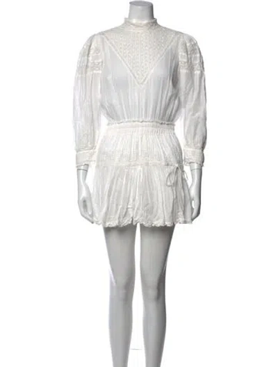 Pre-owned Loveshackfancy Lace Pattern Mini Dress In White