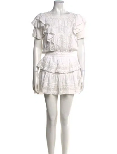 Pre-owned Loveshackfancy Lace Pattern Mini Dress In White