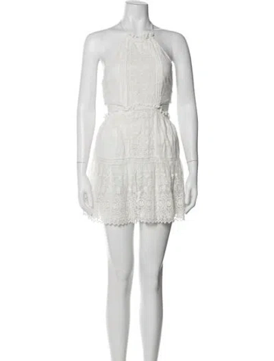 Pre-owned Loveshackfancy Lace Pattern Mini Dress In White