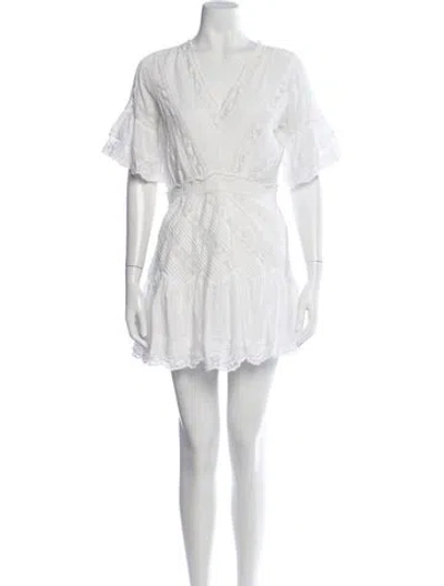 Pre-owned Loveshackfancy Lace Pattern Mini Dress In White