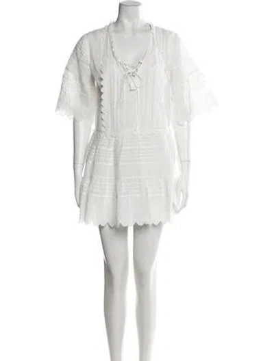 Pre-owned Loveshackfancy Lace Pattern Mini Dress In White