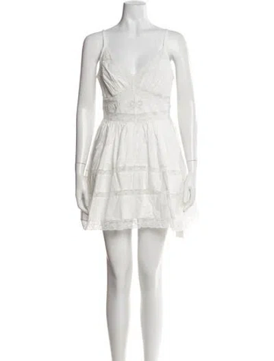 Pre-owned Loveshackfancy Lace Pattern Mini Dress In White