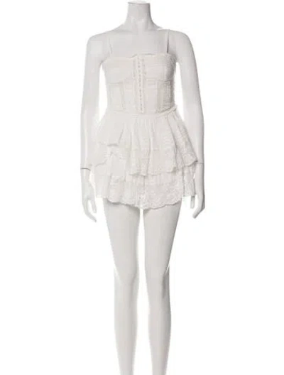Pre-owned Loveshackfancy Lace Pattern Mini Dress In White