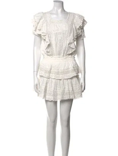 Pre-owned Loveshackfancy Lace Pattern Mini Dress In White