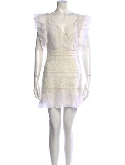 Pre-owned Loveshackfancy Lace Pattern Mini Dress In White