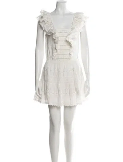 Pre-owned Loveshackfancy Lace Pattern Mini Dress In White