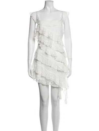 Pre-owned Loveshackfancy Lace Pattern Mini Dress In White