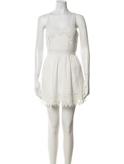 Pre-owned Loveshackfancy Lace Pattern Mini Dress In White