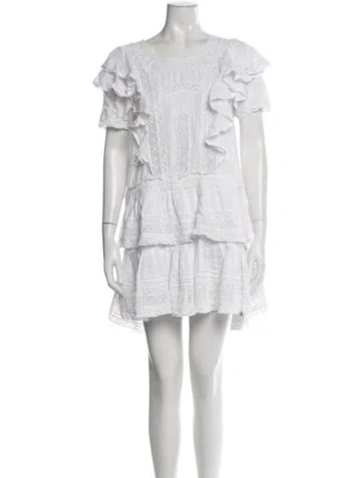 Pre-owned Loveshackfancy Lace Pattern Mini Dress In White