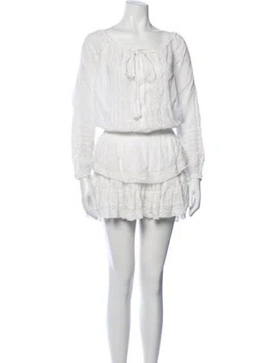 Pre-owned Loveshackfancy Lace Pattern Mini Dress In White