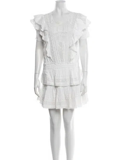 Pre-owned Loveshackfancy Lace Pattern Mini Dress In White