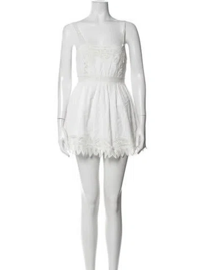 Pre-owned Loveshackfancy Lace Pattern Mini Dress In White