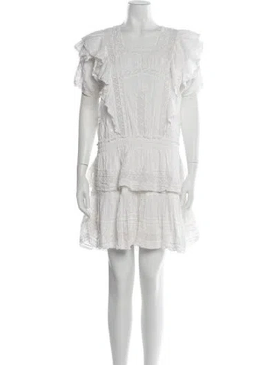 Pre-owned Loveshackfancy Lace Pattern Mini Dress In White