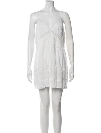 Pre-owned Loveshackfancy Lace Pattern Mini Dress In White